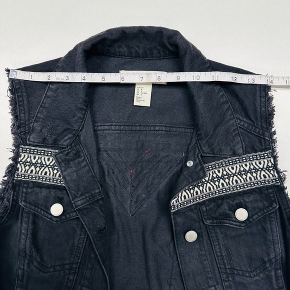 H&M Coachella Collection Embroidered Black Denim Vest EUC size 8 - Picture 7 of 11